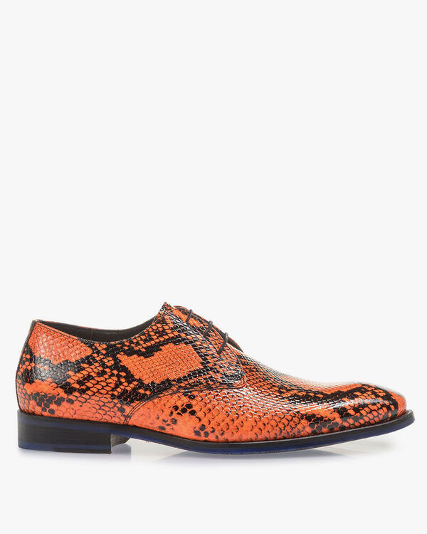 Premium fluorescent orange lace shoe with print