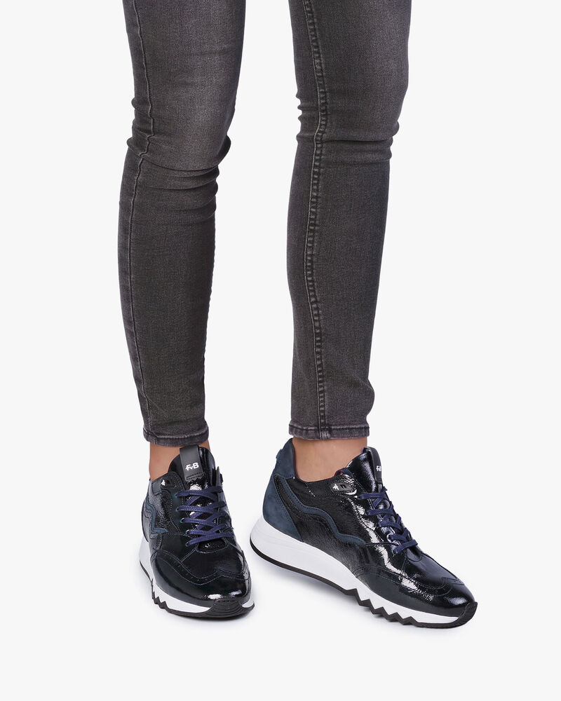Blue patent leather sneaker