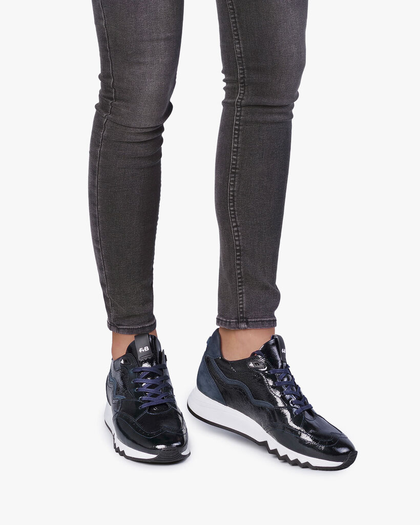 Blue patent leather sneaker
