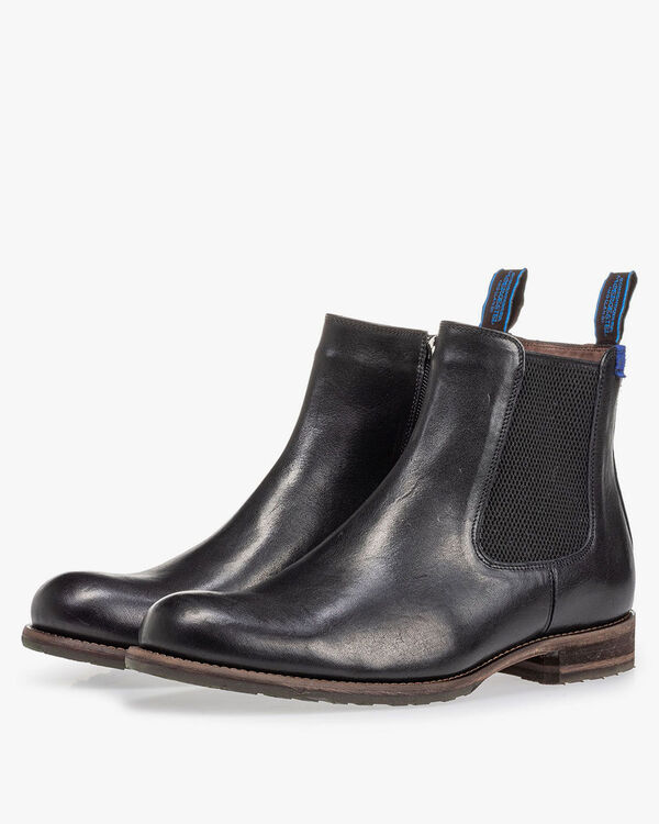 Mit Lammfell gef&uuml;tterter Chelsea Boot schwarz