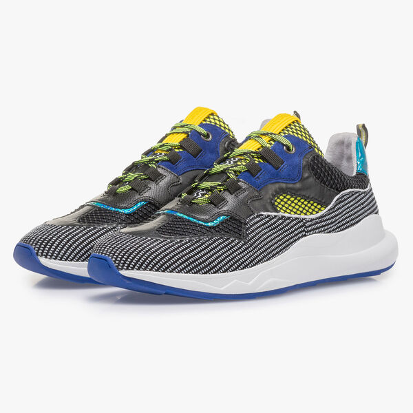 Premium blue and yellow suede leather sneaker