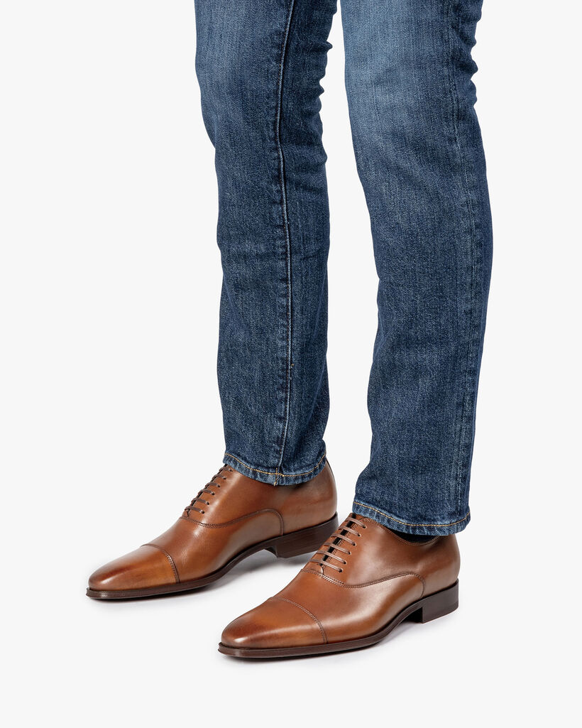 Schn&uuml;rschuh Kalbsleder cognac