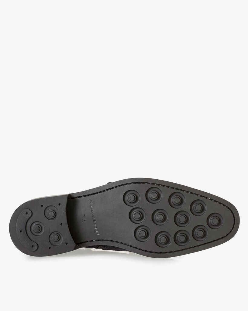 Blauer Monk-Schnallenschuh Wildleder