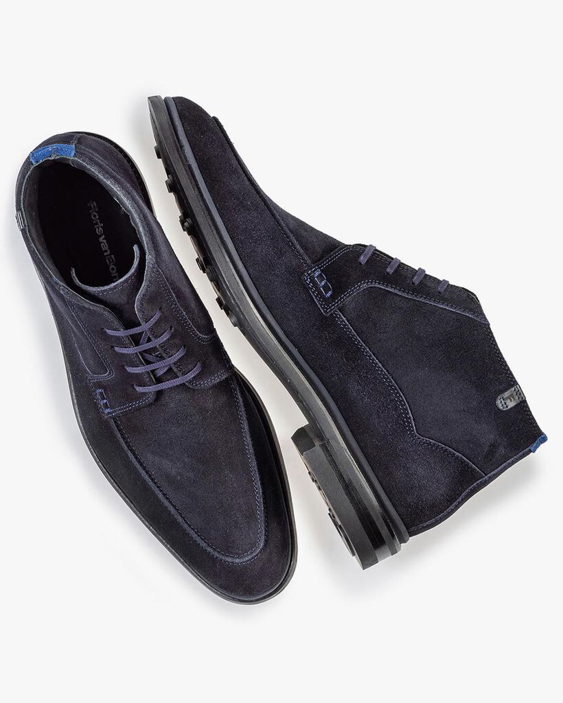 Schn&uuml;rstiefel blau Wildleder