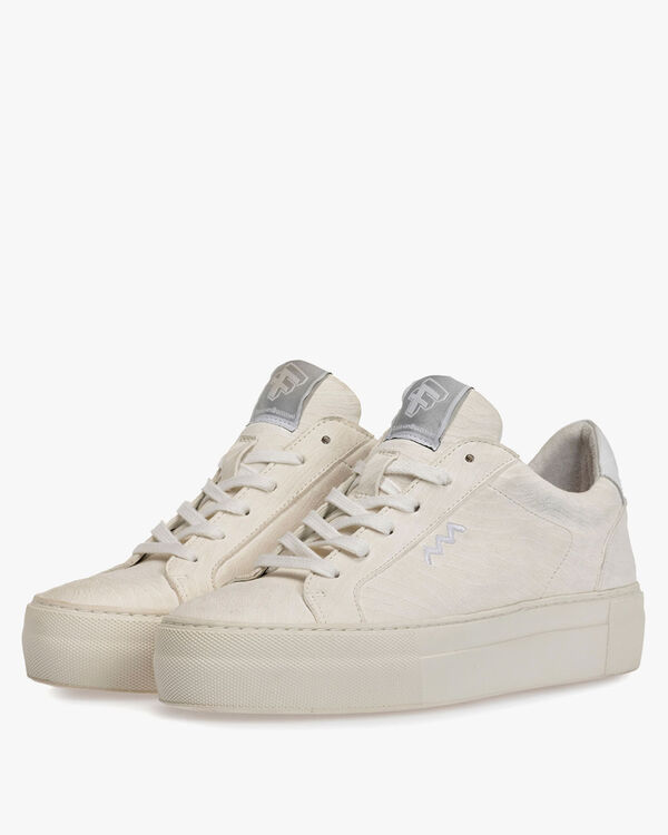 Sneaker Leder mit Print wei&szlig;