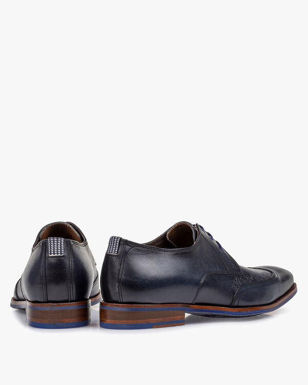 Schn&uuml;rschuh blau Kalbsleder