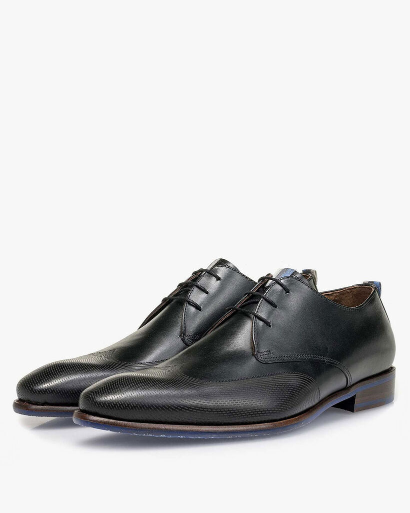 Schn&uuml;rschuh Kalbsleder schwarz