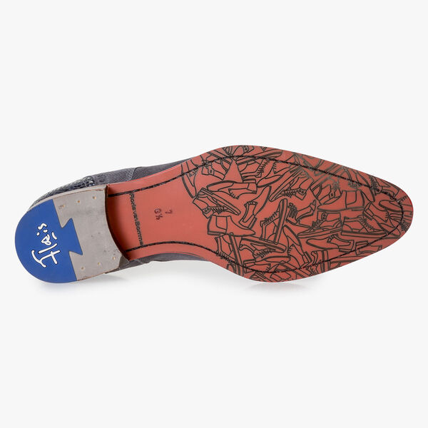 Dunkelgrauer Wildleder-Schn&uuml;rschuh mit Print