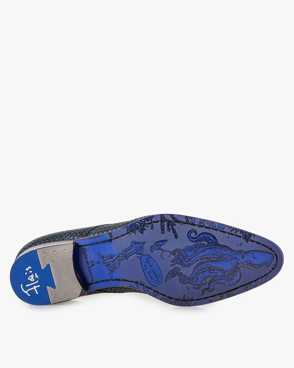 Schn&uuml;rschuh dunkelblau mit Print