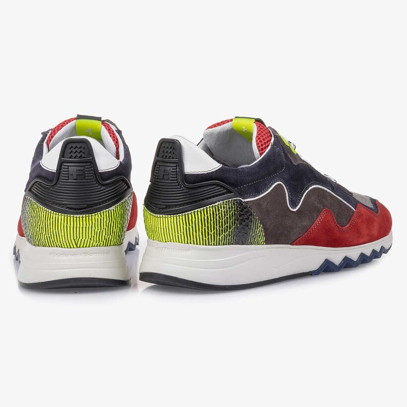 Red-yellow suede leather sneaker