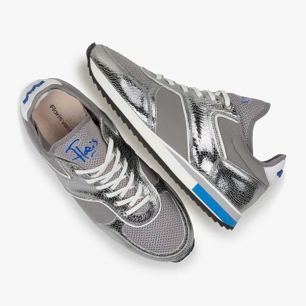 Dunkelsilberner Metallic Leder-Sneaker