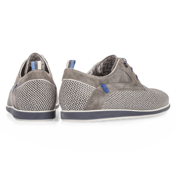Grauer Wildleder-Schn&uuml;rschuh mit Print
