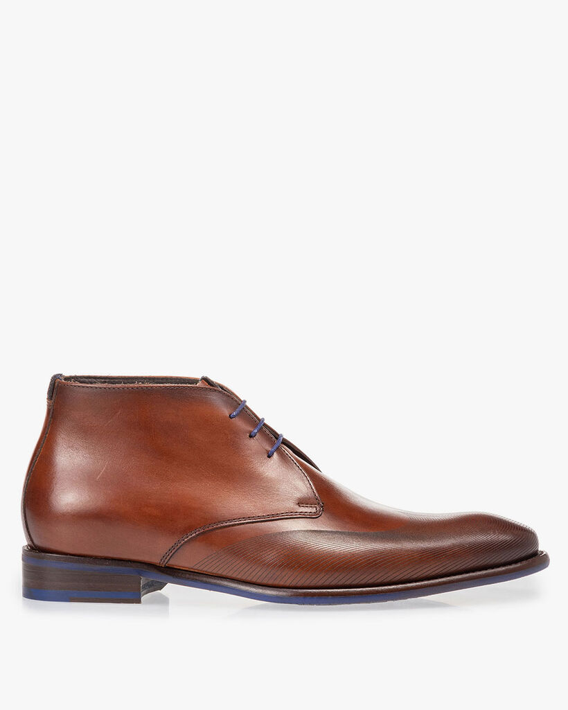 Schn&uuml;rstiefel Kalbsleder cognac