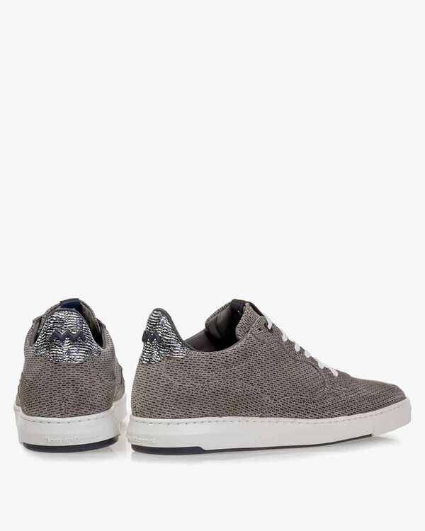 Sneaker mit Print Wildleder grau