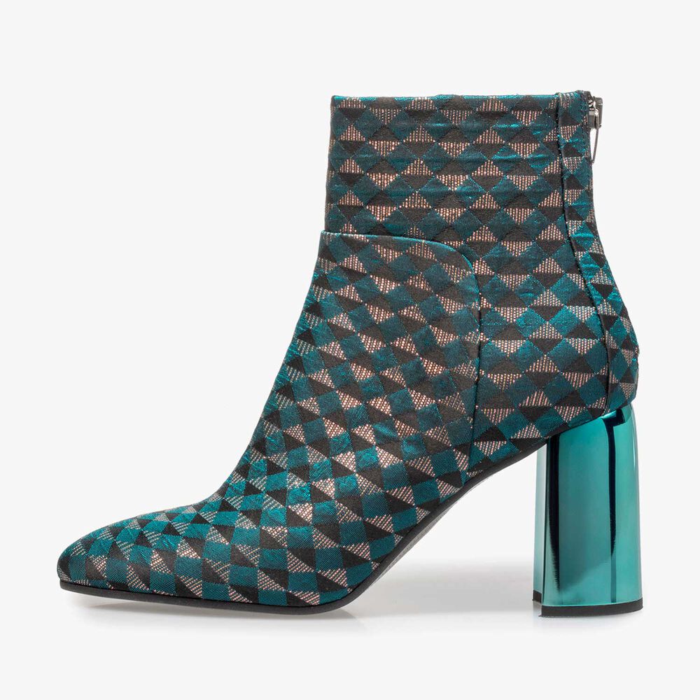 Gr&uuml;ne Stiefelette mit Grafikprint