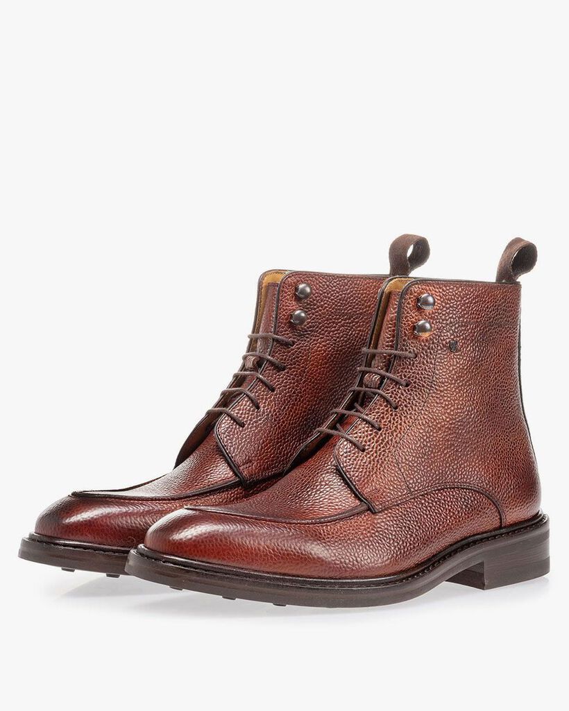 Stiefel cognac Leder mit Print