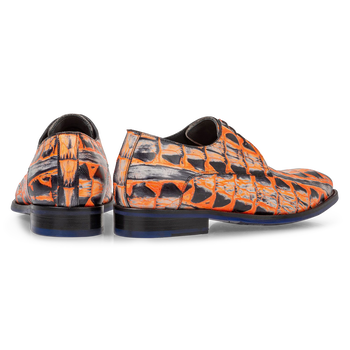 Schn&uuml;rschuh Krokoprint orange