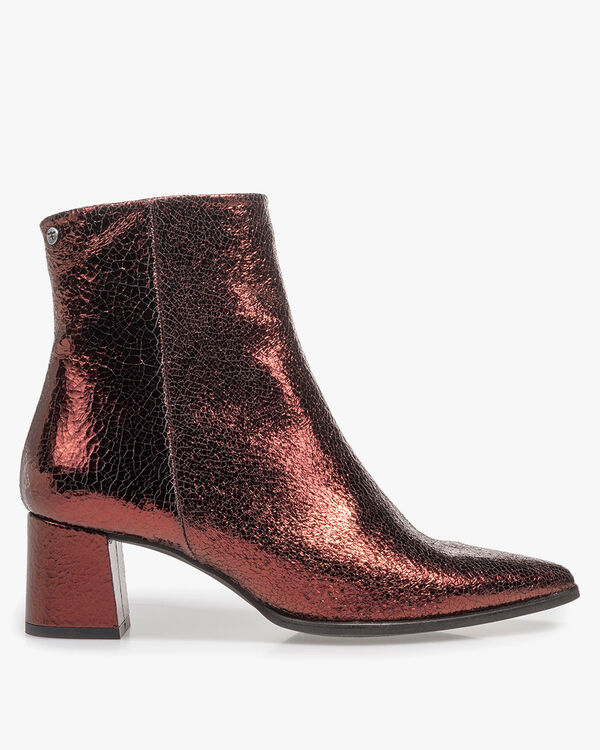 Burgundy red leather ankle boots