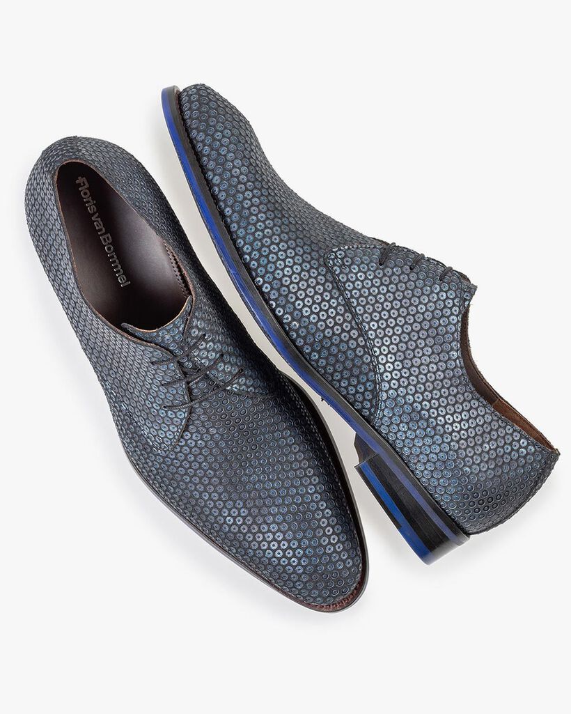 Schn&uuml;rschuh dunkelblau mit Print