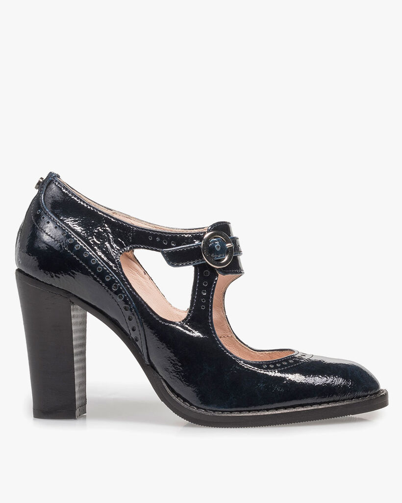 Blaue Lackleder-Pumps