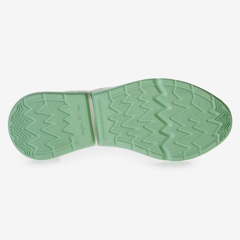Hellblauer Leder-Sneaker mit Metallic-Print