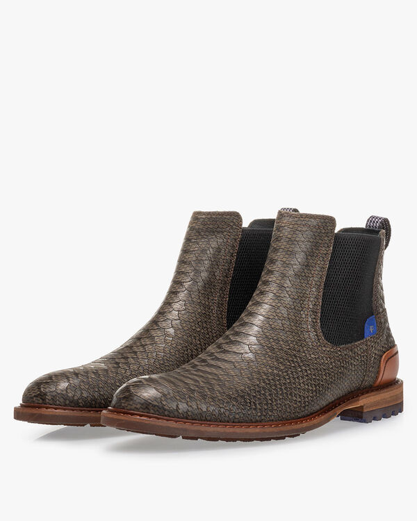 Chelsea Boot Reptilienprint gr&uuml;n