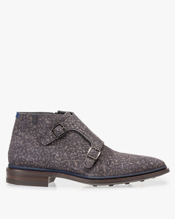 Stiefel mit Schnallenverschluss grau
