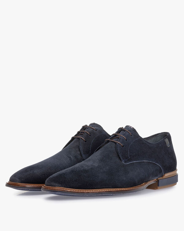 Schn&uuml;rschuh blau Wildleder