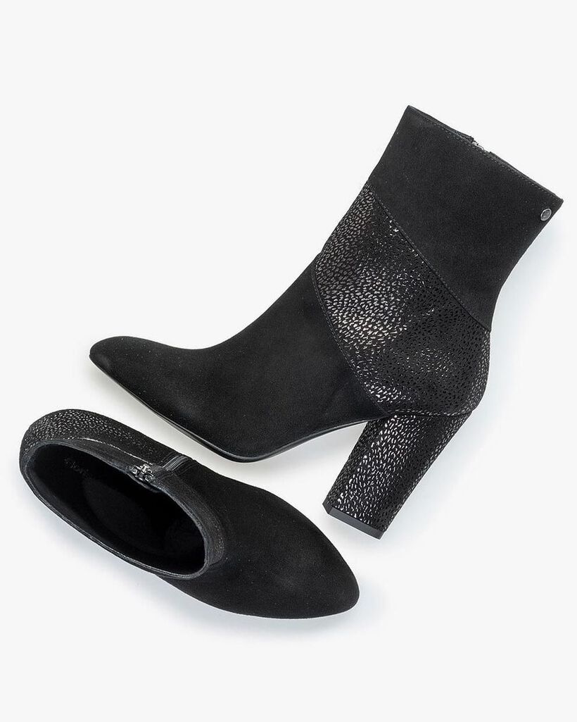 Schwarze Stiefelette mit Metallic-print