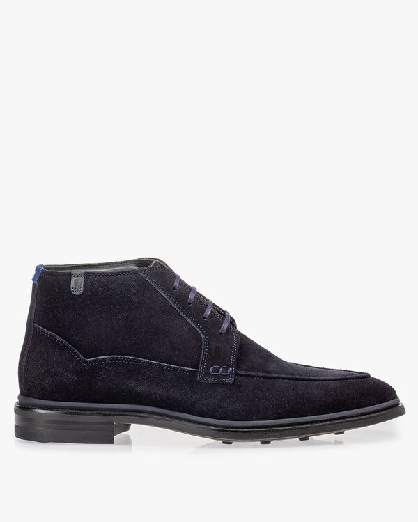Schn&uuml;rstiefel blau Wildleder