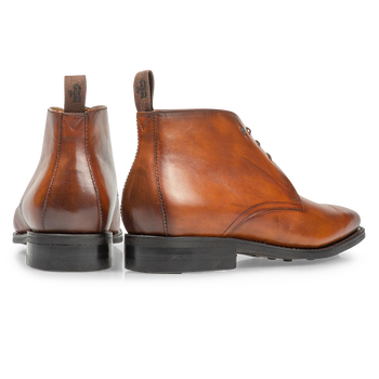Dark cognac-coloured lace boot