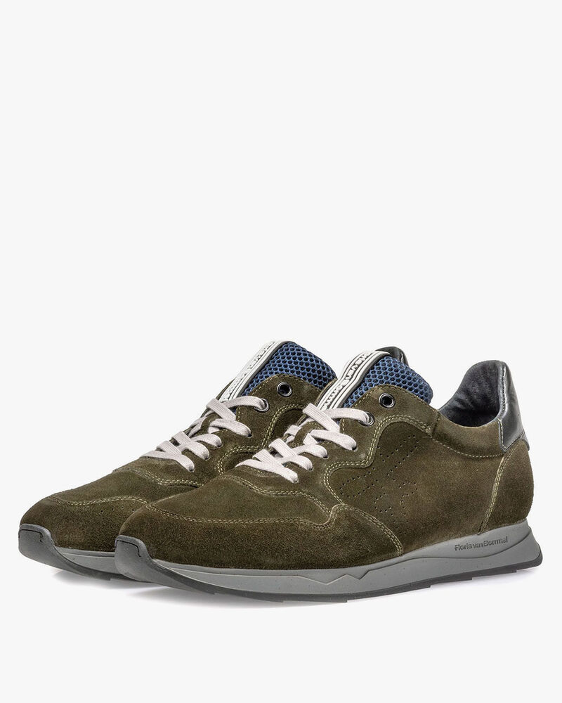 Wildleder-Sneaker dunkelgr&uuml;n