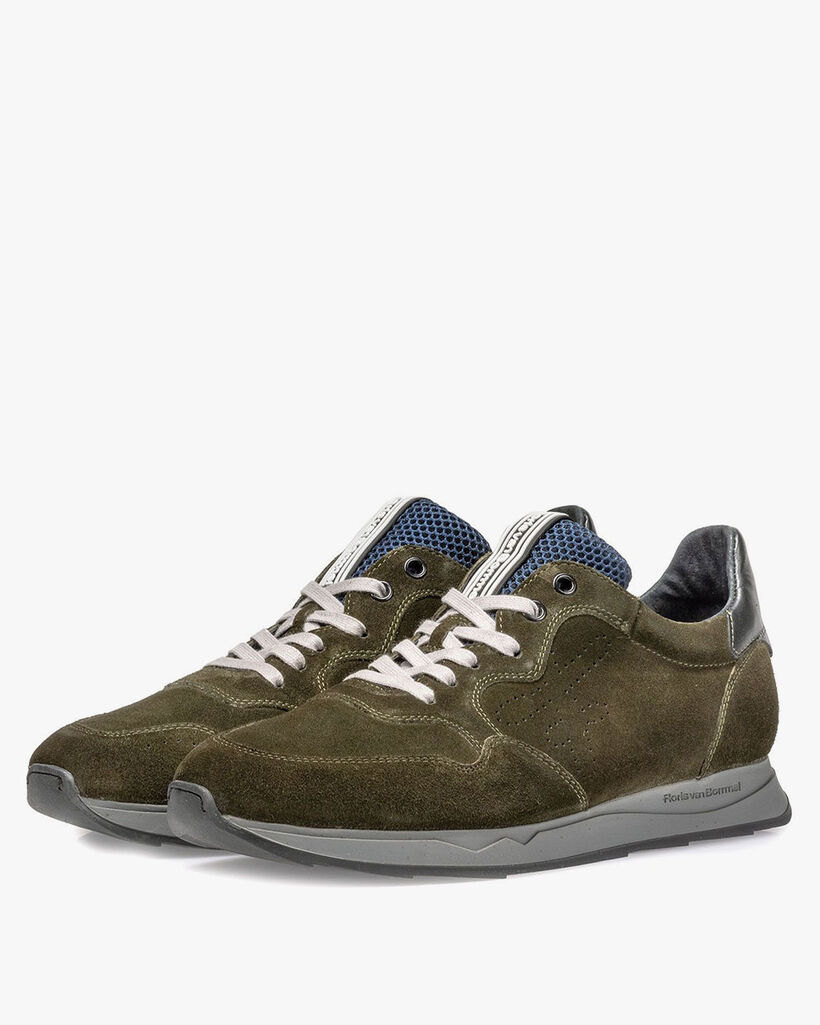 Wildleder-Sneaker dunkelgr&uuml;n