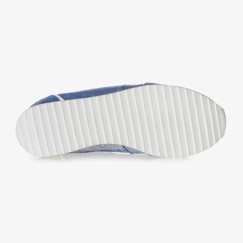 Silber Metallic Leder-Sneaker mit blauem changierendem Effekt