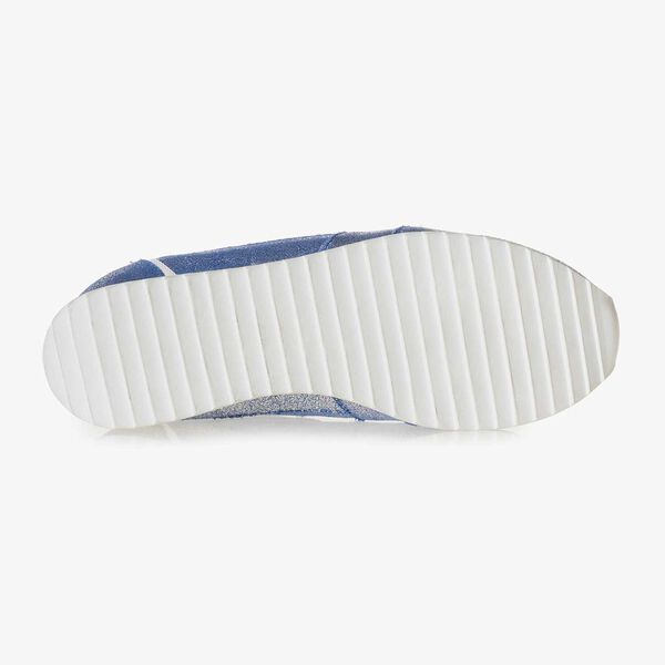 Silber Metallic Leder-Sneaker mit blauem changierendem Effekt