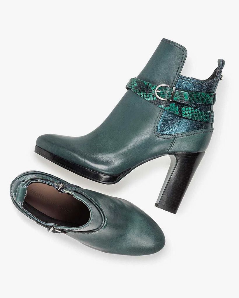 Gr&uuml;ne Kalbsleder-Stiefelette