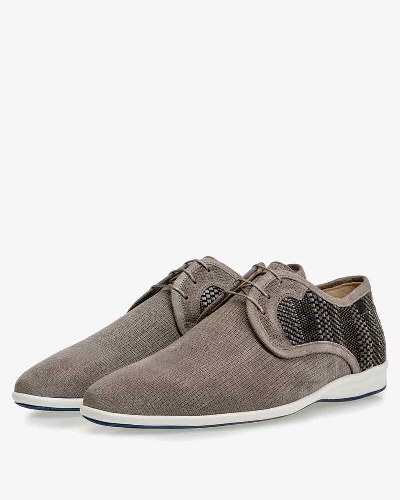 Schn&uuml;rschuh Wildleder hellgrau