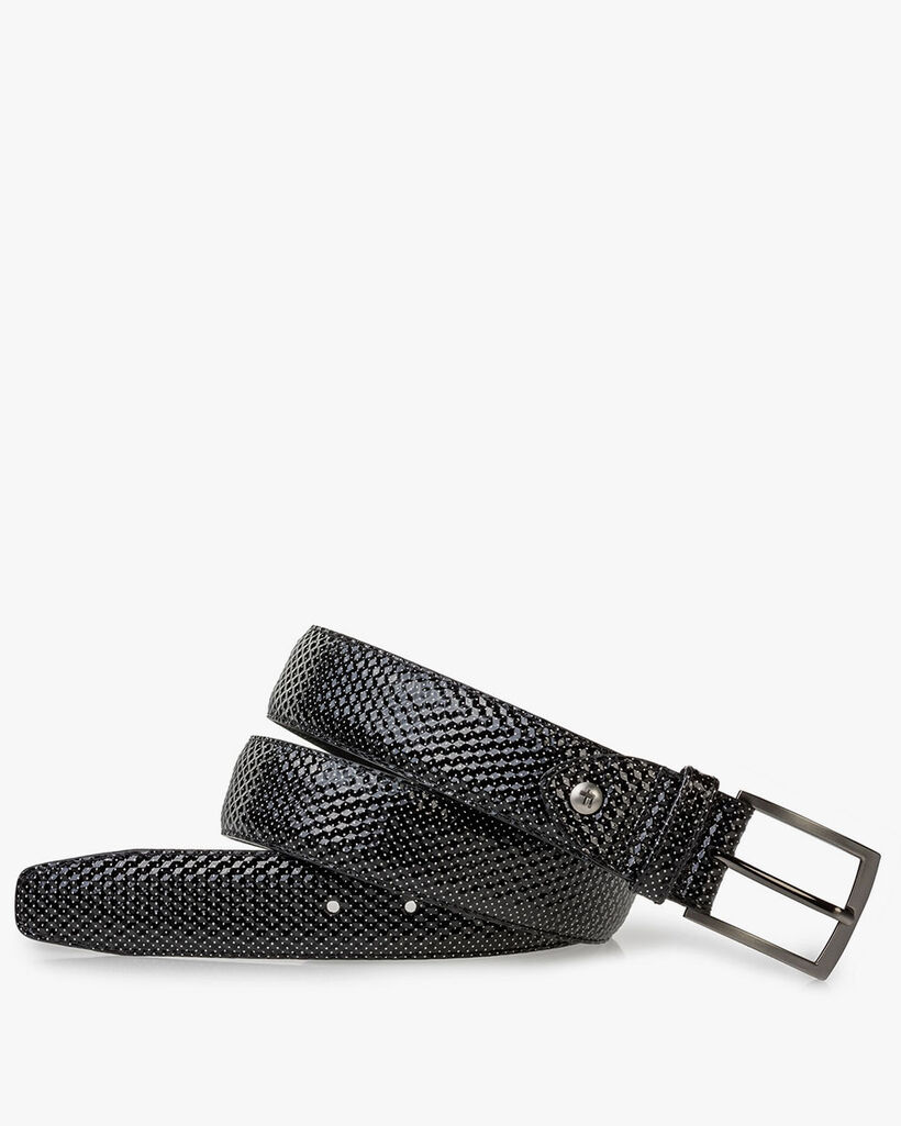 G&uuml;rtel bedrucktes Leder grau