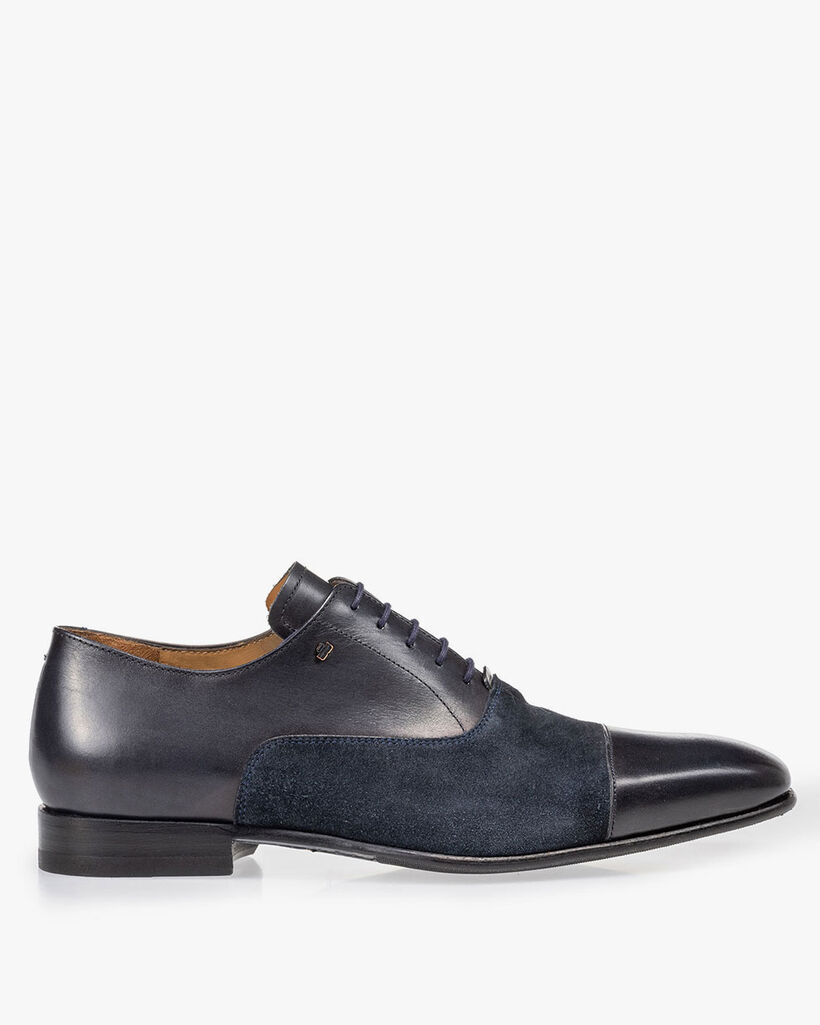 Schn&uuml;rschuh Kalbsleder blau