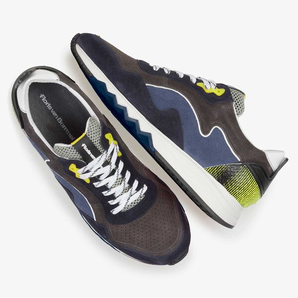 Gelb-blauer Wildleder-Sneaker