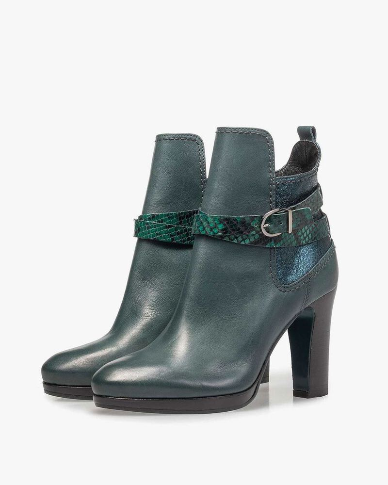 Gr&uuml;ne Kalbsleder-Stiefelette