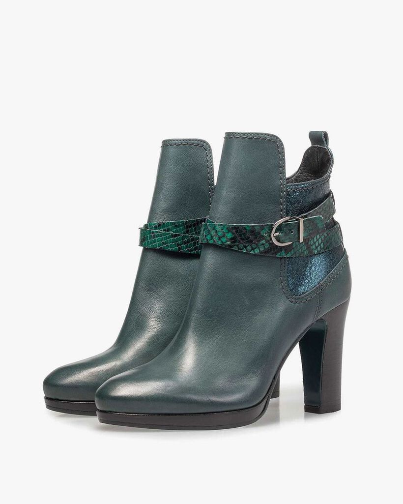 Gr&uuml;ne Kalbsleder-Stiefelette