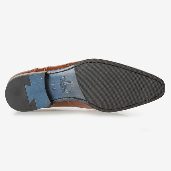 Dunkler cognacfarbener Kalbsleder-Brogue