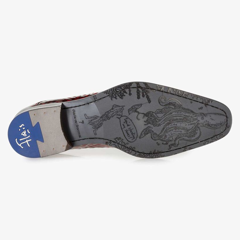 Premium red printed patent leather lace shoe