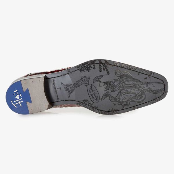 Premium red printed patent leather lace shoe