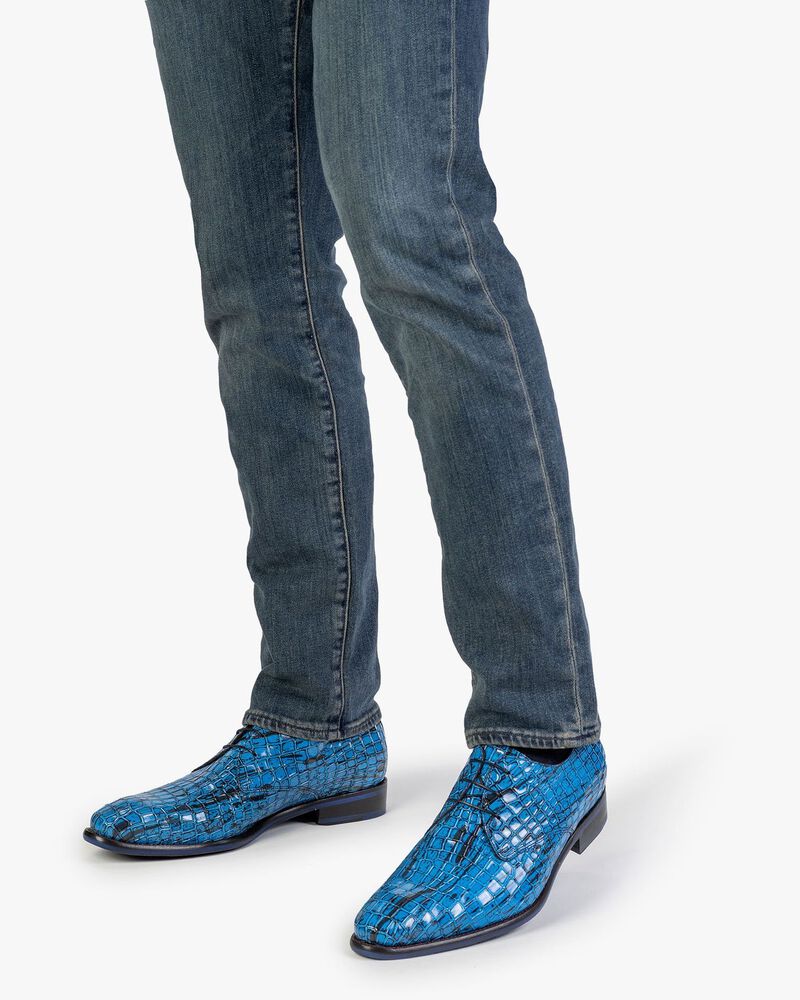 Schn&uuml;rschuh Lackleder blau