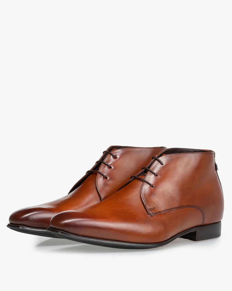 Schn&uuml;rstiefel Kalbsleder cognac