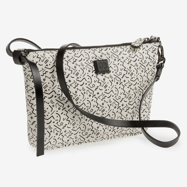 Wei&szlig;e Ledertasche mit schwarzem Print