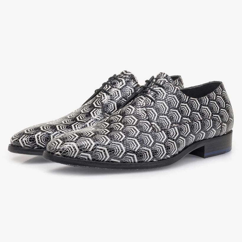 Kalbsleder-Schn&uuml;rschuh mit Print