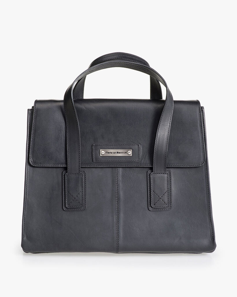 Schwarze Leder-Business-Tasche